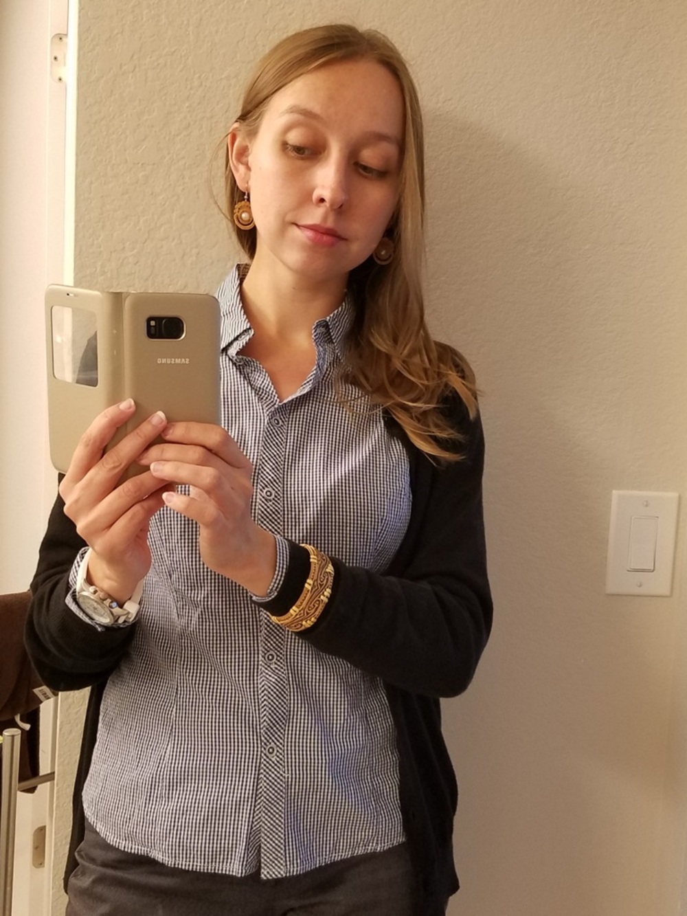Gingham Tailored Long-sleeve Shirt 👩‍💼Feminine Business Casual Staple